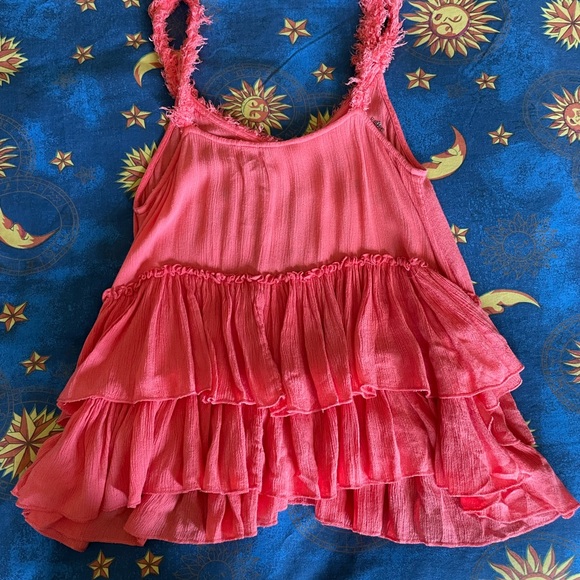 Free People Coral Meadow Ballerina Embroidered ruffle tank XS - Picture 5 of 11